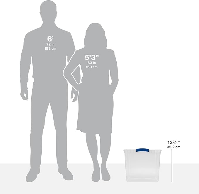2 Pack 66 Quart (62.4L) Heavy-Large Clear Plastic Storage Bins with Locking Blue Latch Lids – Stackable & Airtight Containers for Garage, Closet & Basement, Ideal for Bulky Items, Clothing
