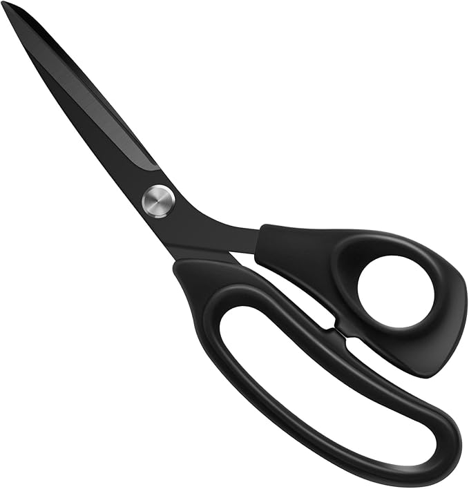 Zicolu 9 inch Black Office Scissors All Purpose, Sewing Scissors for Fabric Cutting, Sharp Titanium Coated Blade, Comfort Grip Soft Handles for Diy Craft, Paper, Art, School, Home