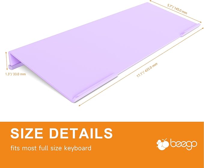 BEEGO Ergonomic Computer Keyboard Stand - Purple Acrylic Keyboard Riser Tilted Keyboard Holder Keyboard Tray with Purple Non-Slip Strip for Easy Typing at Home School Office Desk Accessories