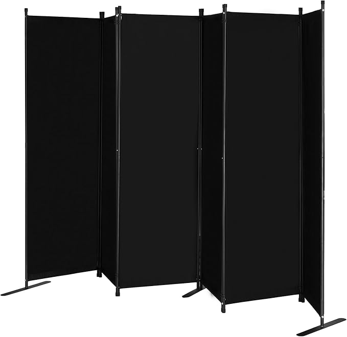 VEVOR Room Divider, 6 Panel Room Divider, Folding Privacy Screen and Portable Partition Divider for Room Separation, Freestanding Room Partitions for Office, Bedroom, Study, Black