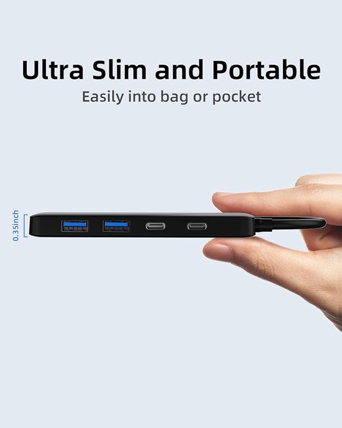 Dual USB C USB A 3.0 Hub: 4 Ports USB Hub with 2* USB-C 3.0 and 2* USB-A 3.0, Ultra Slim Portable USB Splitter Adapter for Laptop, PS4, Flash Drive, HDD, Xbox, Printer, Keyboard, Computer Accessories