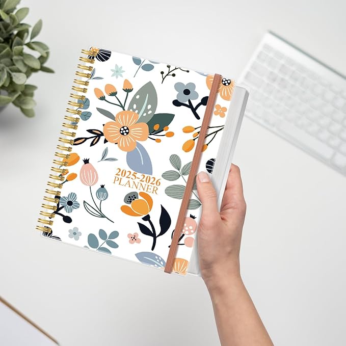2026-2027 Planner - 18 Months Weekly & Monthly Planner from January 2026 - June 2027, Spiral Planners 2026-2027 with Elastic Closure, Inner Pocket, Medium 8.5" x 11", Rose Flower