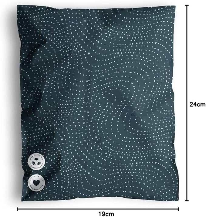 Poly Mailers 19 x 24 Inch- 100 pack Biodegradable Shipping Bags for Clothes and Large Items - Impack Self-Seal Waterproof Thick Mailing Envelope for Bulky Items - Wavy Dots