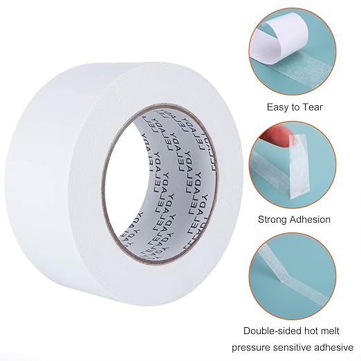 LELADY Double Sided Tape 2 Inch x 40 Yards- 1 Roll Double-Sided Adhesive Sticky Tape, High Adhesive Double-Sided Tape, for Arts, Crafts, Office School Stationery Supplies