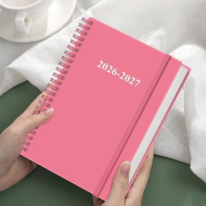 2026-2027 Planner - 18 Months Weekly & Monthly Planner from January 2026 - June 2027, Spiral Planners 2026-2027 with Elastic Closure, Inner Pocket, Medium 5.8" x 8.3", Pink