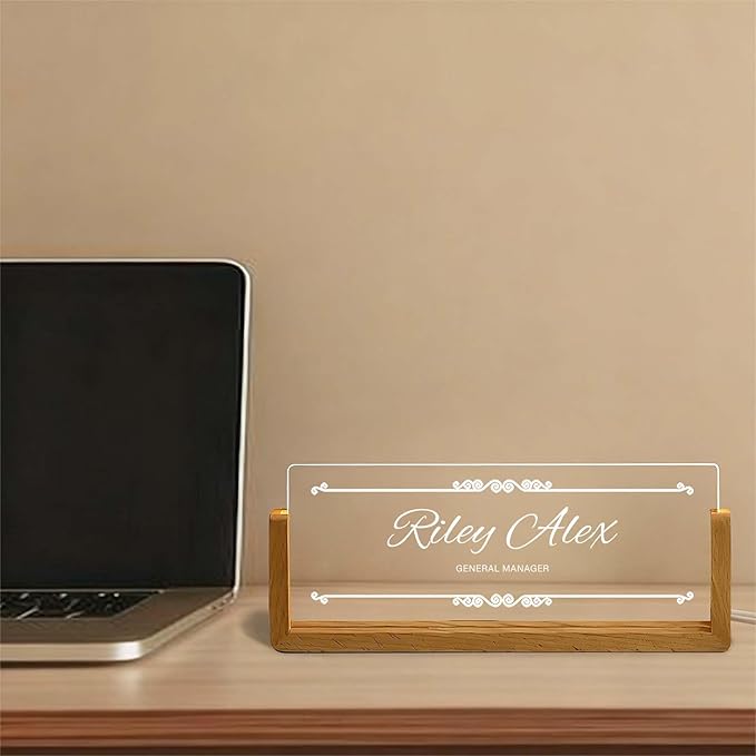 Custom Office Name Plate, Personalized Light Up Desk Sign for Coworkers Team Members, Employee Appreciation Gifts