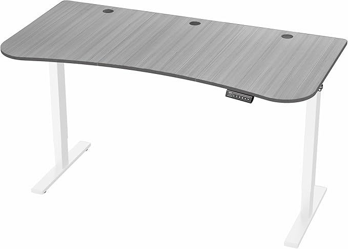 VIVO Electric 63 x 32 in Standing Desk, Memory Height Adjustment, 1B Series, Holds 220 lbs, Dark Gray Top White Frame, DESK-KIT-1W1G
