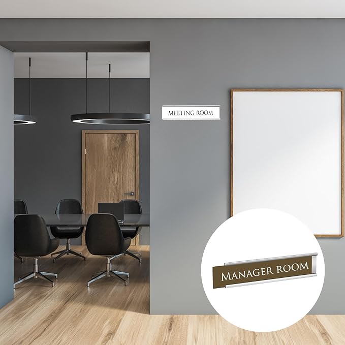 Leifide 24 Pack Name Plates for Doors, 2 x 8 Inches Aluminum Office Name Plate Holder for Wall, Meeting Room, Office, Business Department, Desk, Warning Area
