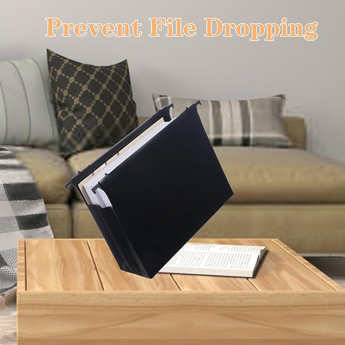 6 Pack Plastic High Capacity Hanging File Folders, 4" Expanding Pocket with Movable Dividers, Heavy Duty for Filing Cabinet, Insertable Tabs, Letter Size