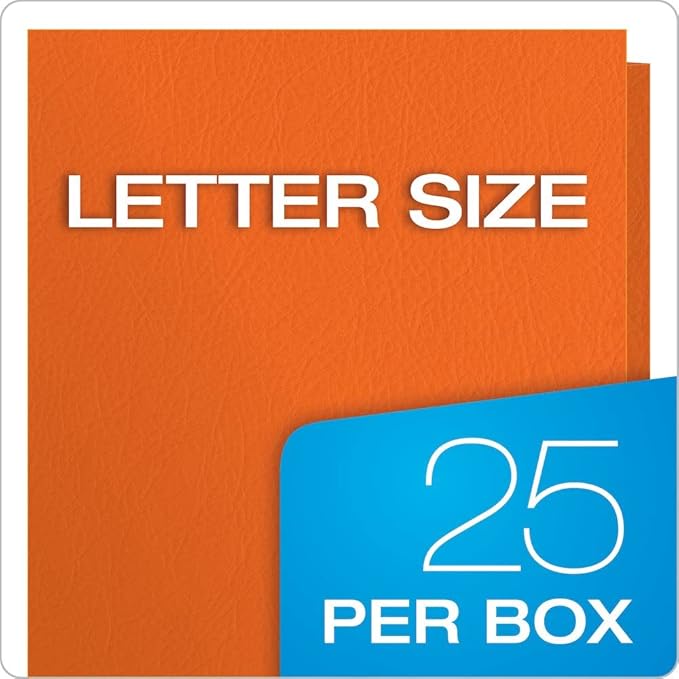 Oxford Twin-Pocket Folders, Textured Paper, Letter Size, Orange, Holds 100 Sheets, Box of 25 (57510EE)