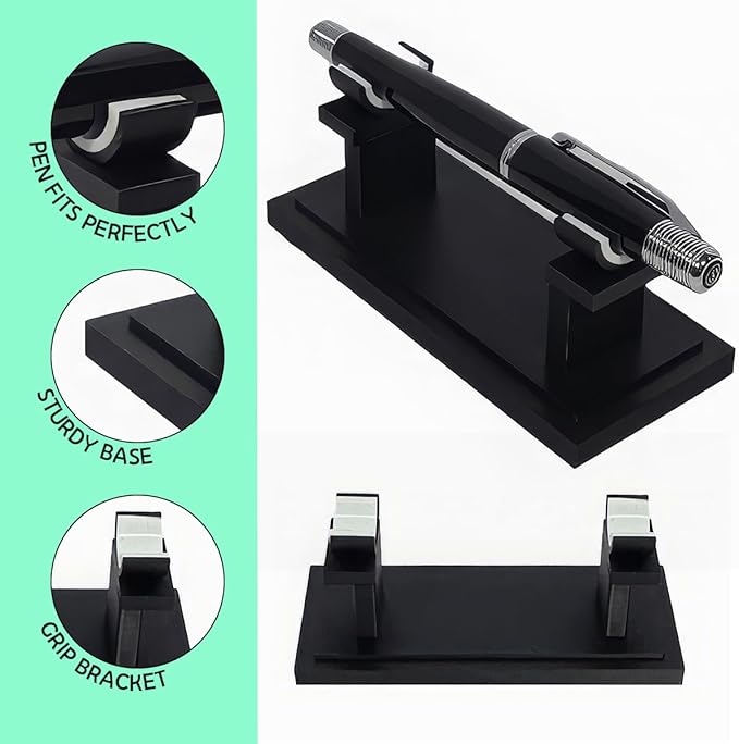 Fountain Pen Holder for Desk | Vintage Acrylic & Metal Organizer Stand | Pencil Holder for Table and Office Pen Holder for Desk Display