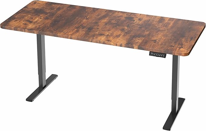 VIVO Electric 71 x 30 in Rustic Standing Desk, Memory Height Adjustment, 1B Series, Holds 220 lbs, Vintage Brown Top Black Frame, DESK-KIT-1B7N