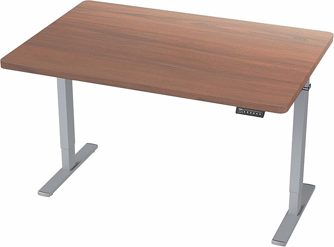 VIVO Electric 48 x 30 in Standing Desk, Memory Height Adjustment, 1B Series, Holds 220 lbs, One-Piece Dark Walnut Top, Gray Frame, DESK-KIT-1G5D