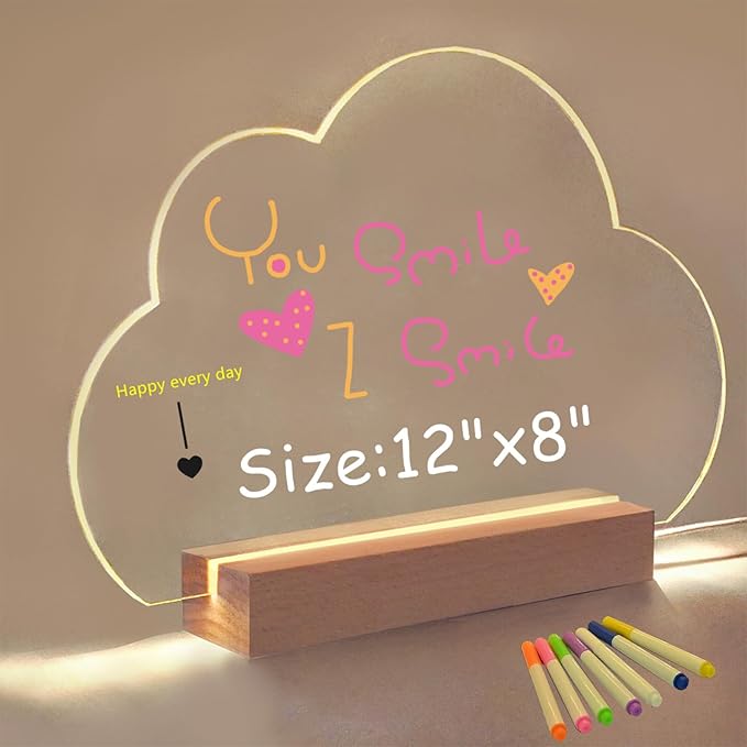 SetGame LED Note Board with 7 Colors Pen, Art Creative Light Up Dry Erase Board, Glowing Night Light Neon Message Bulletin Board Sign with Stand, LED Writing & Drawing Boards for Kids & Adults