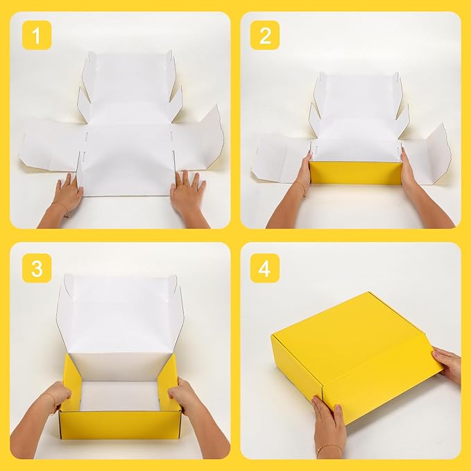 PHAREGE 12x9x4 inch Gift Shipping Boxes Bulk 6 Pack Yellow, Tab Lock Tuck Top Mailing Boxes for Packaging Small Business, Medium Cardboard Mailer Boxes for Wrapping Present