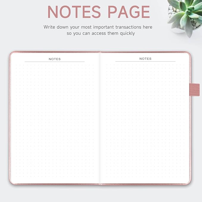 KUMEER Check Register – Elegant Check Registers for Personal Checkbook with Check & Transaction Registers, Hardcover Checkbook Log 5.2x7.6" (Rose Gold)