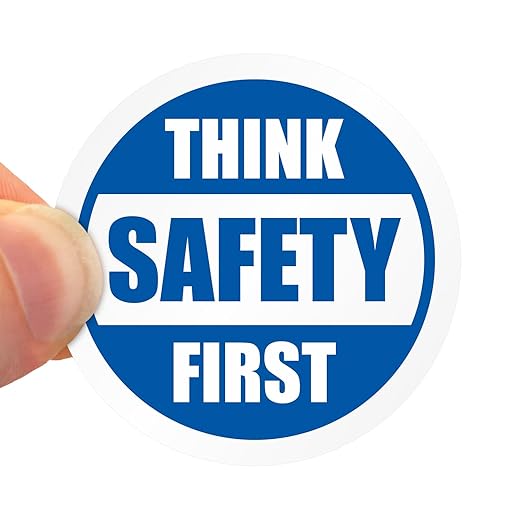 SmartSign Think Safety First Pack of 5 Hard Hat Labels | Retro-Reflective, 2" Circle