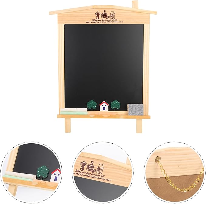 ADOCARN Wooden Tabletop Chalkboard Small Blackboard Reusable Desktop Message Board for Coffee Shop and Playroom