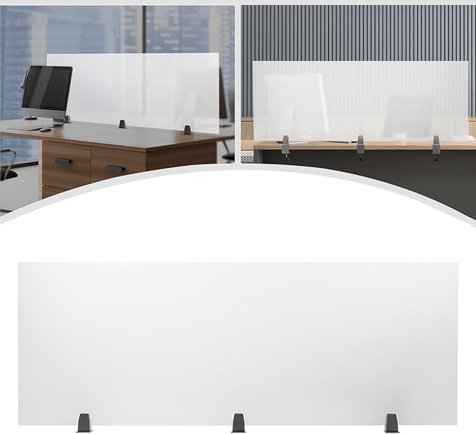 Desk Divider for Students and Desk Privacy Panel, Frosted Acrylic Plexiglass Shield with Clamps for Offices Schools Call Centers, Ideal Cubicle Light Shield - 60”L X22”W