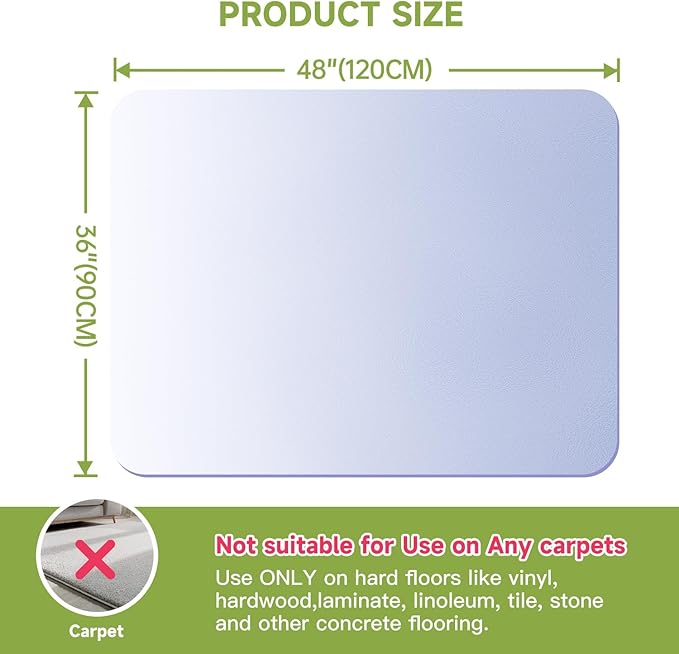 SOONAN Chair Mat for Hardwood Floor, 48" x 36" Clear Office Floor Mat, 0.08" Thickness Heavy Duty Computer&Desk Chair Mat,Floors Protector Chair Mats for Home & Office