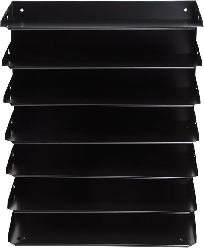 Huron Desktop Horizontal 7-Slot Legal File Binder Organizer Storage Letter Tray, Black Commercial Grade Steel