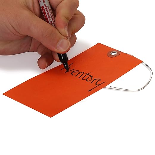 SmartSign Blank Tyvek Shipping Tags with Wire, Size #8 | 6 1/4" x 3 1/8", Pack of 100, Orange, Made in USA