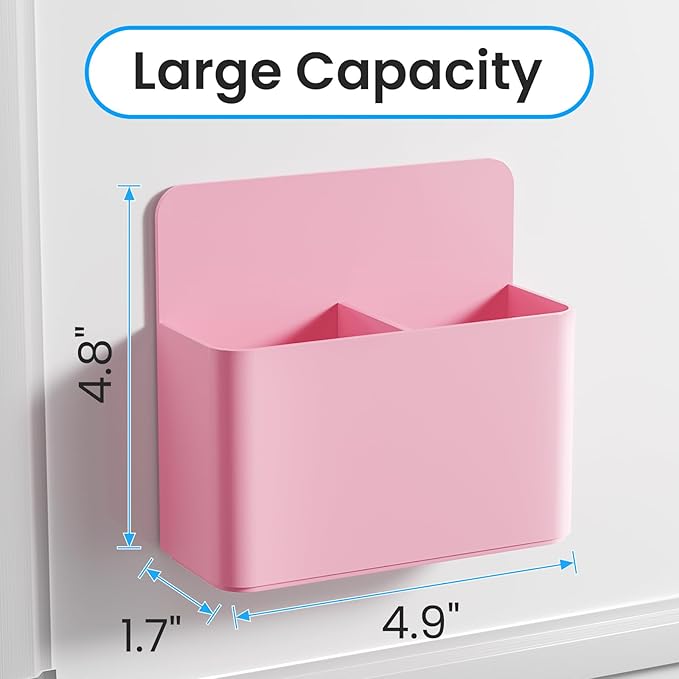 First-zgel 3 Pcs Magnetic Pen Holder, Magnetic Dry Erase Marker Holder, Wall Marker Pencil Holder for Fridge, Whiteboard Marker Holder for School, Office, Home, Locker Accessories (Pink)