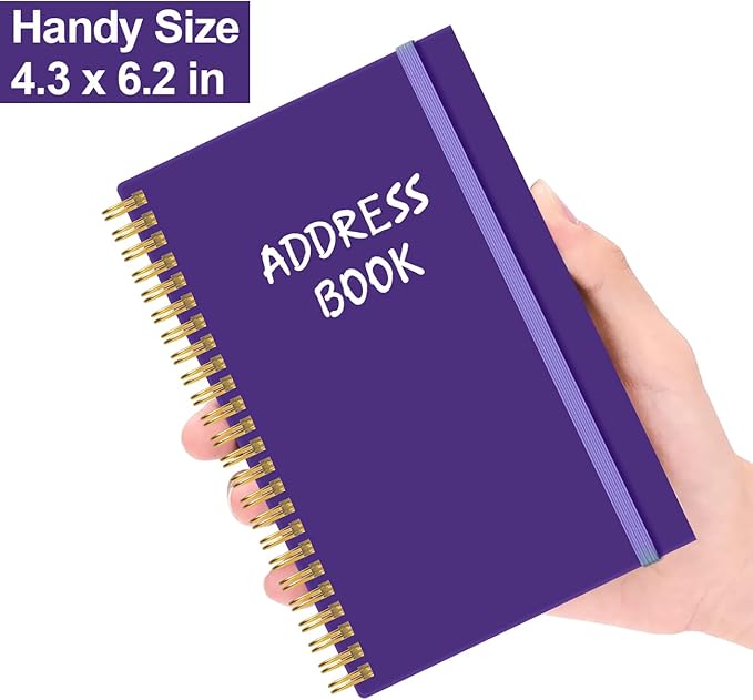 Address Book with Alphabetical Tabs - Telephone & Address Book with Address Contacts, Special Date, Phone, Birthday & Internet Login Password for Home and Office, 4.3" x 6.2", Purple