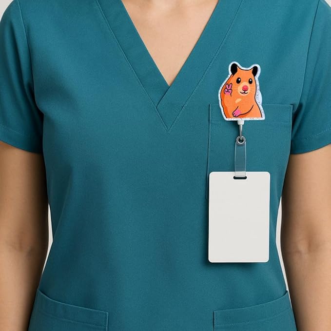 3PC Meme Animals Badge Reels Cute Funny Meme Hamster Crying Cat Cartoon Retractable ID Clip Holder Nurse Accessories Decorative Office Supplies Gifts for RN Healthcare Workers Medical Assistant