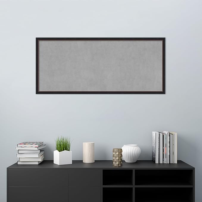 Amanti Art Black Framed Magnetic Board 22x50 Oversize Vision Board for use with Magnets, 100% Metal Sheet to Display Items as Office Decor or for Home Organization in mudroom, Kitchen or Kids Room