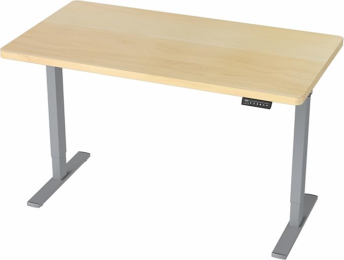 VIVO Electric 43 x 24 in Standing Desk, Memory Height Adjustment, 1B Series, Holds 220 lbs, One-Piece Light Wood Top, Gray Frame, DESK-KIT-1G4C