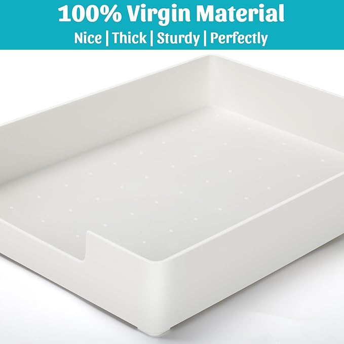 AZFUNN Letter-Size Tray Desk Letter Tray Paper Tray, Sturdy Heavy-Duty Plastic Printer Paper Tray, Single-Tier Stackable File Storage Organizer for Office Home (2, White)
