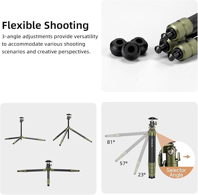 Cayer CH35 Travel Camera Tripod with Ball Head, Compact Carbon Fiber Tripod, 53.6" Compact Camera Stand,Max Load 17.6lbs for Mirrorless Cameras Video Camcorder Mobile Phone Webcam