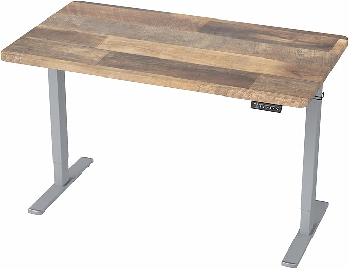 VIVO Electric 43 x 24 in Standing Desk, Memory Height Adjustment, 1B Series, Holds 220 lbs, One-Piece Reclaimed Wood Top, Gray Frame, DESK-KIT-1G4P