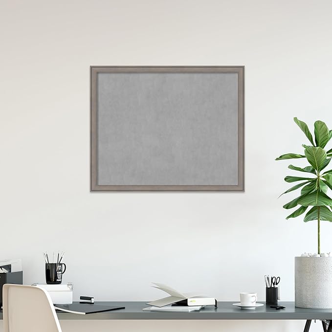 Amanti Art Grey Framed Magnetic Board 35x43 X-Large Vision Board for use with Magnets, 100% Metal Sheet to Display Items as Office Decor or for Home Organization in mudroom, Kitchen or Kids Room