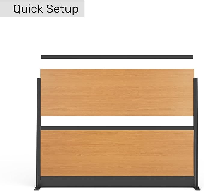 Stand Up Desk Store Beechwood Aesthetic Modular Walls | 70" W x 48" H Modular Room Dividers with Natural-Looking Woodgrain Finish for Offices, Classrooms, and More