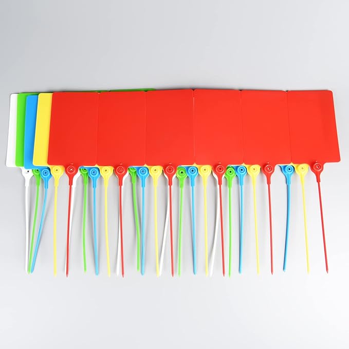 100 Plastic Tags Shipping Tags Water Proof Tags for Labeling Shipping Labels Security Seals Writable Marker Ties Hanging Tags Storage Tag with One Marker Pen (Mixed 5 Color)