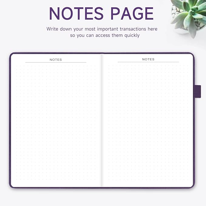 KUMEER Check Register – Elegant Check Registers for Personal Checkbook with Check & Transaction Registers, Hardcover Checkbook Log 5.2x7.6" (Purple)