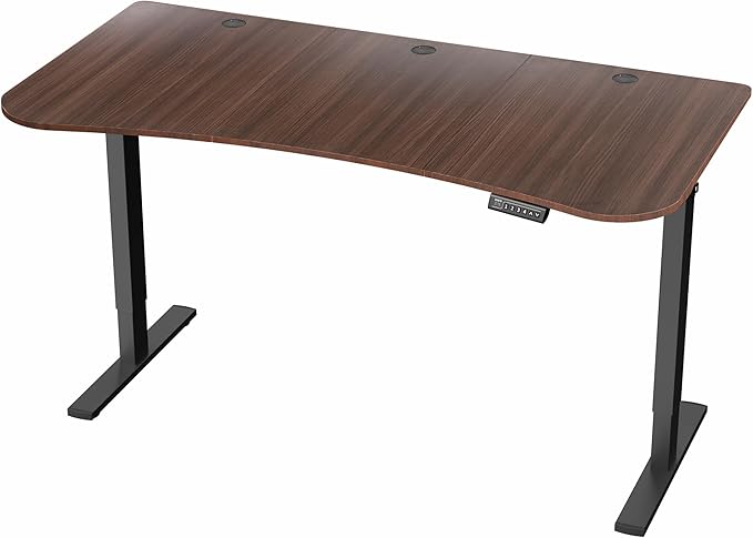 VIVO Electric 63 x 32 in Standing Desk, Memory Height Adjustment, 1B Series, Holds 220 lbs, Dark Walnut Top Black Frame, DESK-KIT-1B1D