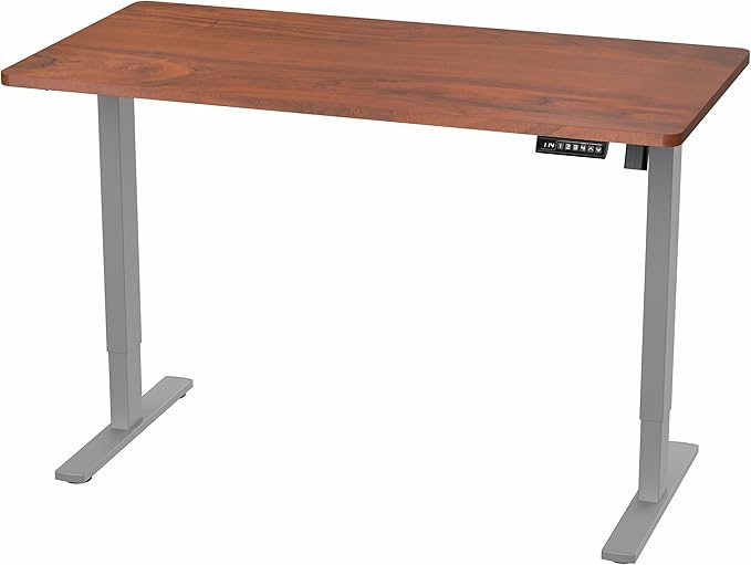 VIVO Electric 55 x 28 in Standing Desk, Memory Height Adjustment, 1B Series, Holds 220 lbs, One-Piece Dark Walnut Top, Gray Frame, DESK-KIT-1G55D