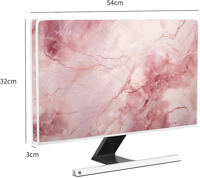 Baocicco Fashion Pink Marble Computer Monitor Dust Cover 22, 23, 24, 25 Inch Full Body Cover for Computer Screen Panel Case Computer Sleeve Compatible with iMac 24, 22-25 PC, Desktop and TV