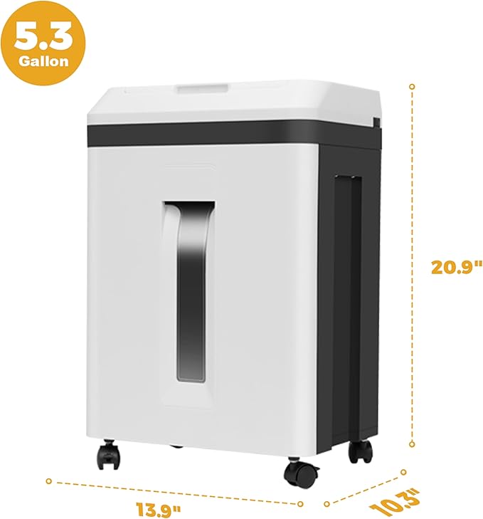 QUIETLEMON 150 Sheet Paper Shredder Heavy Duty, Micro Cut and CDs/Cards, P5 Security Level, 60Min Non Stop Commercial Shredder for Home Office, 5.3 Gallon Bin, <60dB Quiet, Auto Anti-Jam (OL289)