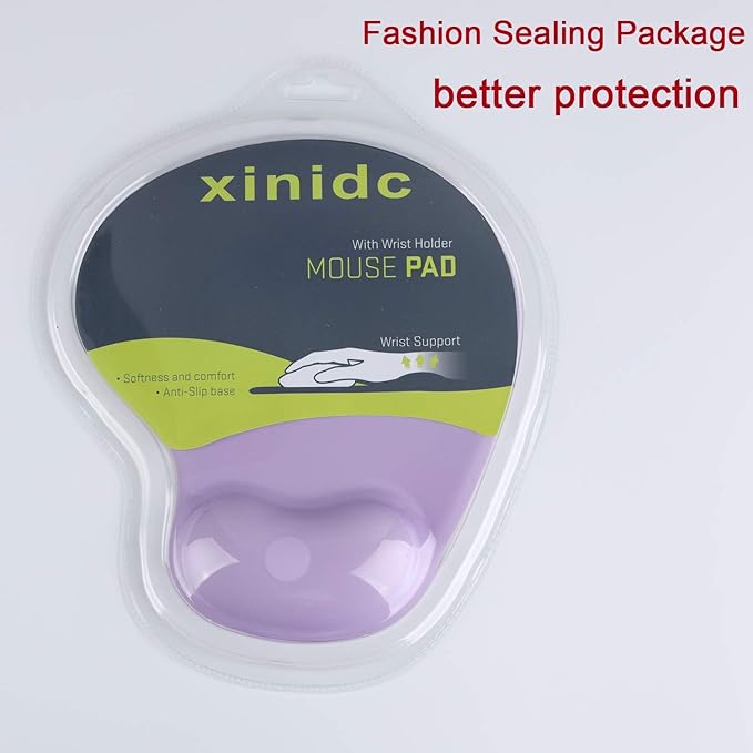 xinidc Ergonomic Computer Mouse Pad with Wrist Rest Support, Pain Relief Mouse Pad with Non-Slip PU Base for Home Office Working Studying (Purple)