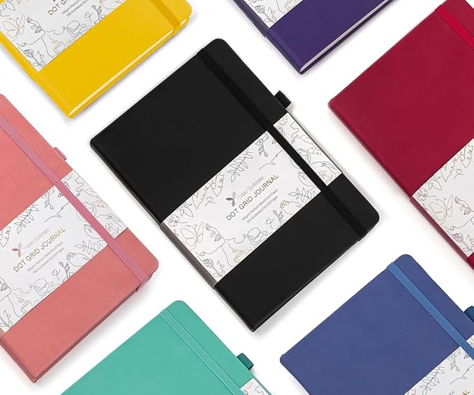 VIVID SCRIBBLES Dotted Journal – 140gsm Bleed Proof Thick White Paper – 200 Numbered Dot Grid Pages – 5.8 x 8.3 inch Bullet Dotted Notebook