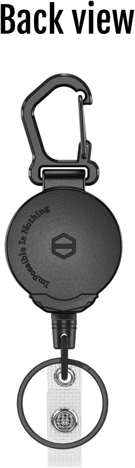 MNGARISTA Retractable Keychain, Heavy Duty Carabiner Badge Holder, Tactical ID Badge Reel with 31.5” Steel Retractable Cord, 8.0 oz