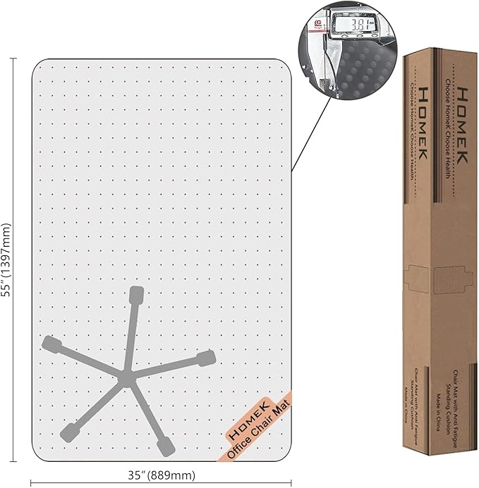 Office Chair Mat for Carpets - 35” x 55” Clear Carpet Chair Mats for Low Pile Carpeted Floors Home Office, Studded Floor Mat for Office Chair on Carpet