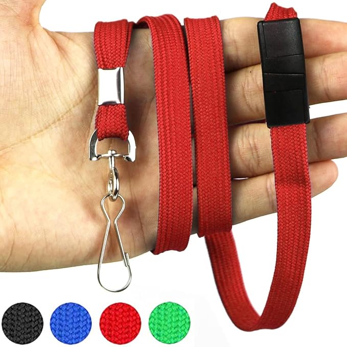 Bird Fiy Lanyards Safety Red Lanyards Neck Flat Premium Breakaway Badge Lanyard with J-Hook for ID Nametag Badge Holder (Red, 25 PCS)
