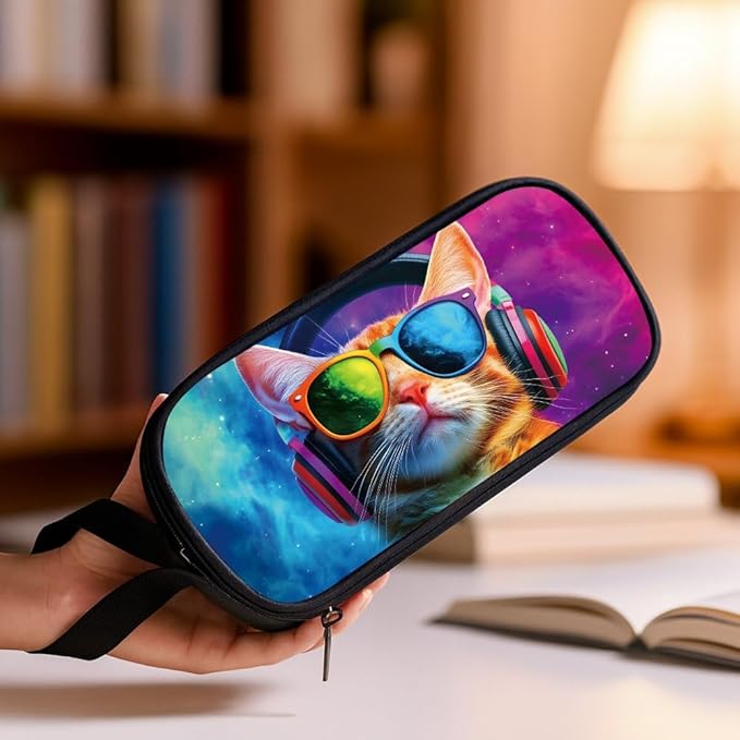 HiGaits Pencil Case for Boys,Multi-Slot Large Capacity Pencil Pouch with Soft Zipper, Durable Pen Box Cat