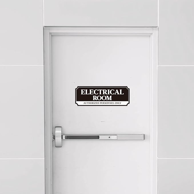 Electrical Room Door Sign for Business,Self-Adhesive Durable Modern Electrical Closet Room Sticker for Home, UV and Weather Resistant Authorized Personnel Only Signs for Business ,Workplace
