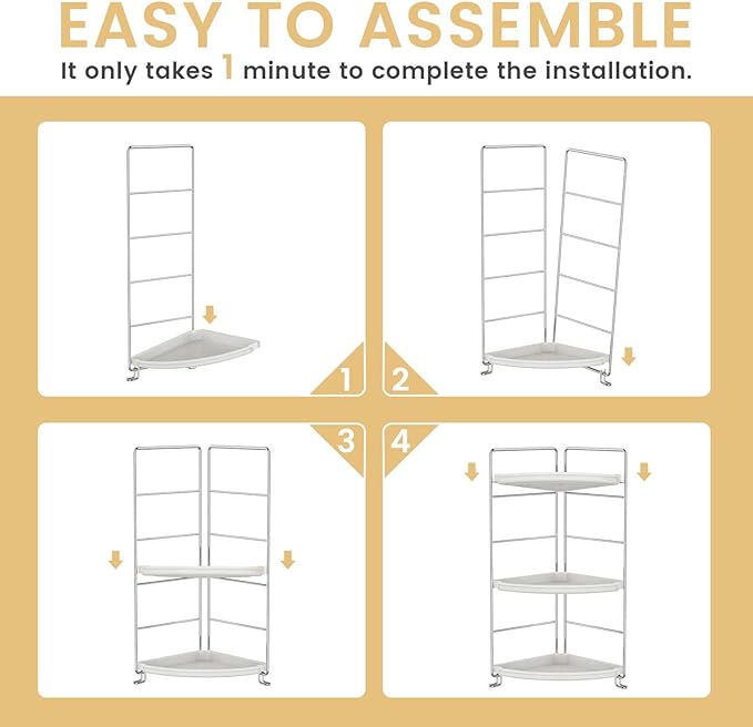 JANUS LiANG 3-Tier Bathroom Counter Organizer, Plastic Bathroom Organizer, Tool-Less Installation Makeup Vanity Tray, Bathroom Organizer Countertop Skincare Perfume Organizers (Chrome)